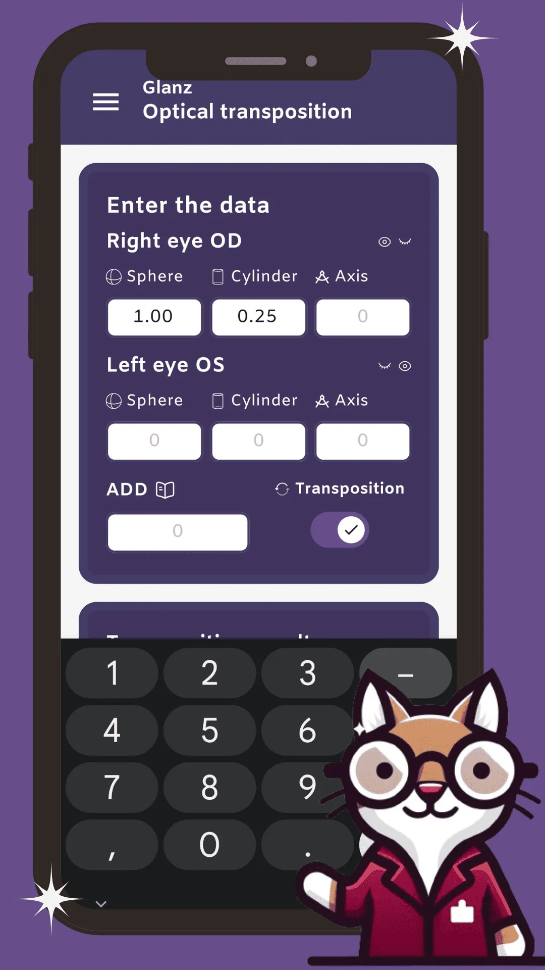 Glanz Optical Calculator Transposition